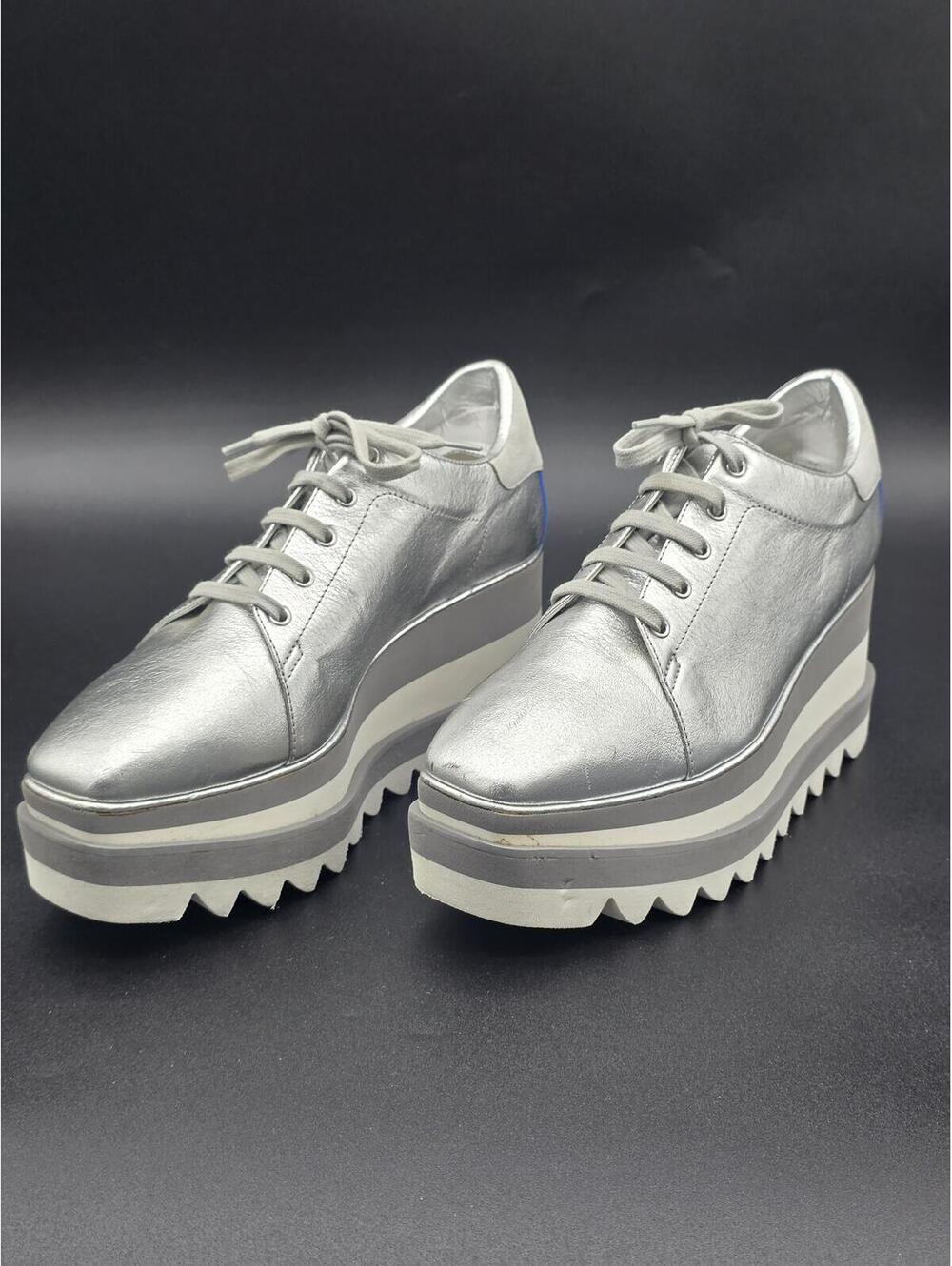 Stella McCartney Elyse Silver Platform Shoe EU38 US8, Like New, Made in Italy